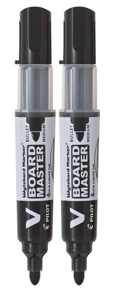 Pilot V Board Master Bullet Tip Whiteboard Marker Pack of 2 - Black