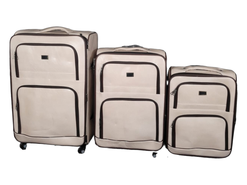 IYWA Professional Luggage Set of 3 Leather Travel Suitcase Set - Maroon