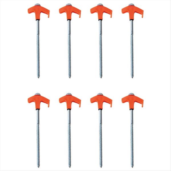 Tent Pegs Camping Stakes Metal Threaded Tent Spikes (8 Pcs) Orange