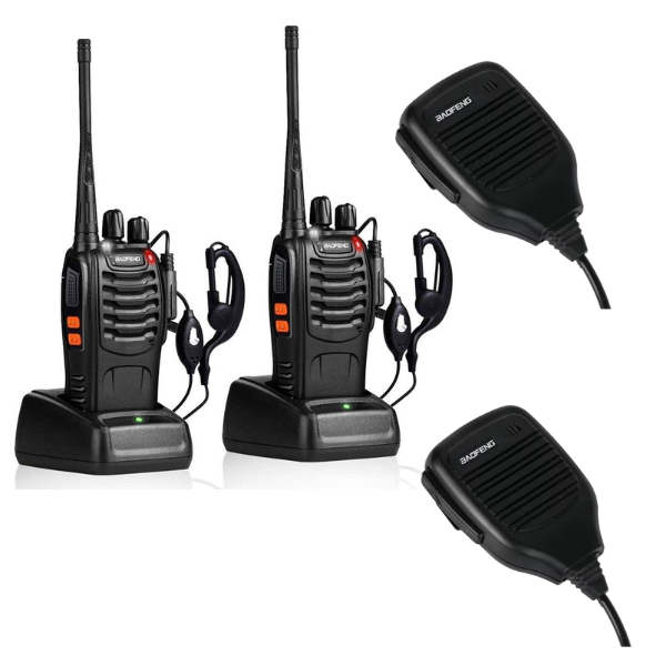 Baofeng Walkie Talkie Pack Of 2 + Shoulder Mic x 2