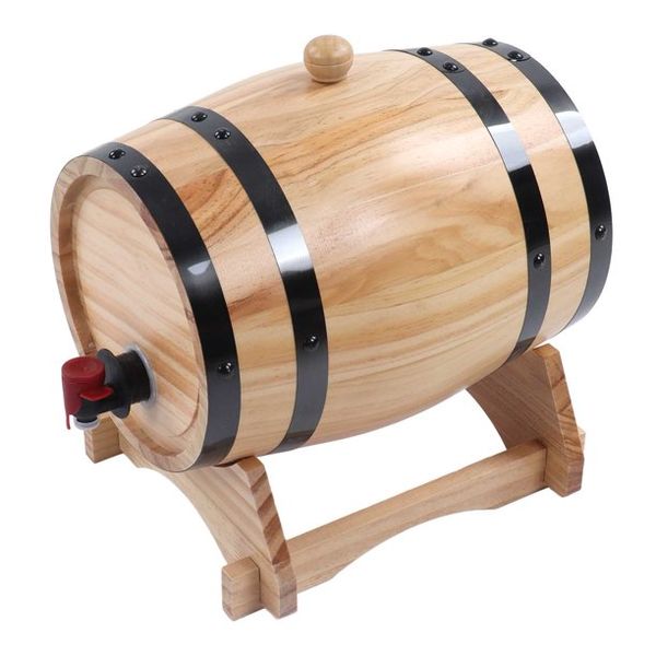 Classic Wine Aging Oak Barrel Dispenser With Faucet &amp; Stand - 1.5L