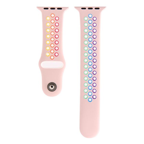 Silicone Sport Band for 42mm/44mm/45mm Apple Watch - Pride/Rainbow - Black