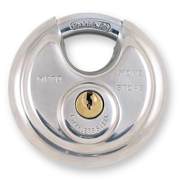 3 x Stainless Steel Heavy Duty Disc Padlock Diskus Type - 90mm