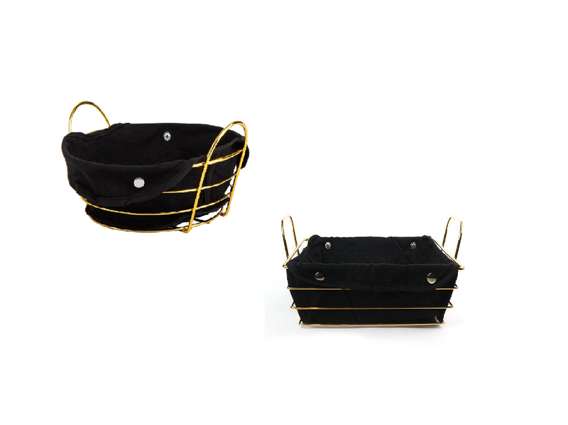 Set of 2 Bread Bin Basket With Linen Cloth-Hb