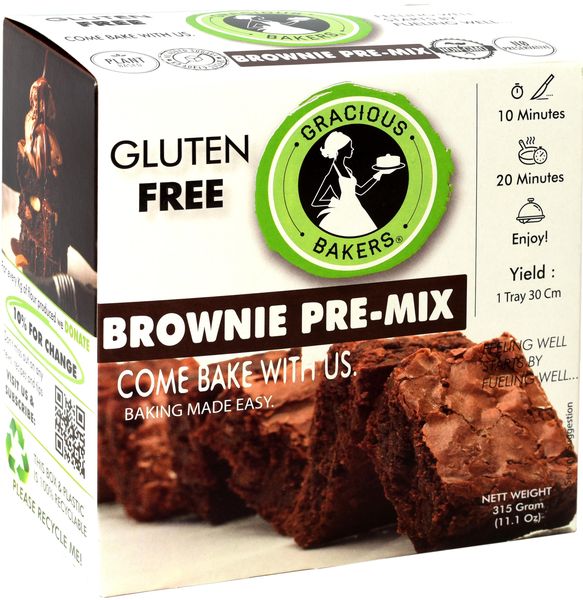 3 X Gracious Bakers Allergen-Free Brownie Pre-Mix -( 3 x 315 Gram)