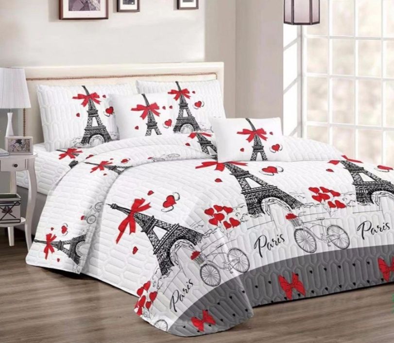 Red Heart 5 Piece Quilt Set Eiffel Tower Bedspread Set | Shop Today ...