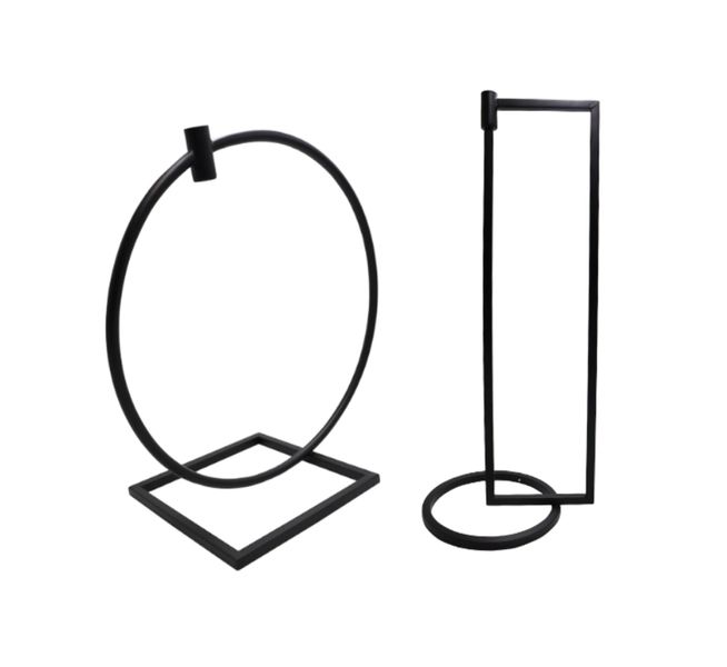 2Pce Metal Candle Stand Black