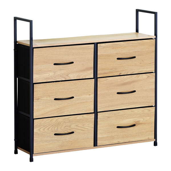 Everfurn Zira Wardrobe with 6 Drawers - Oak