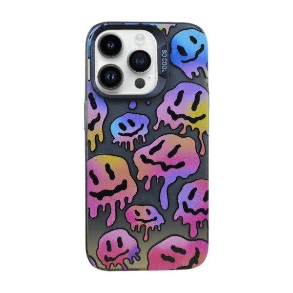 Melted Smiley Phone Case Compatible with iPhone 14 Pro - Silver