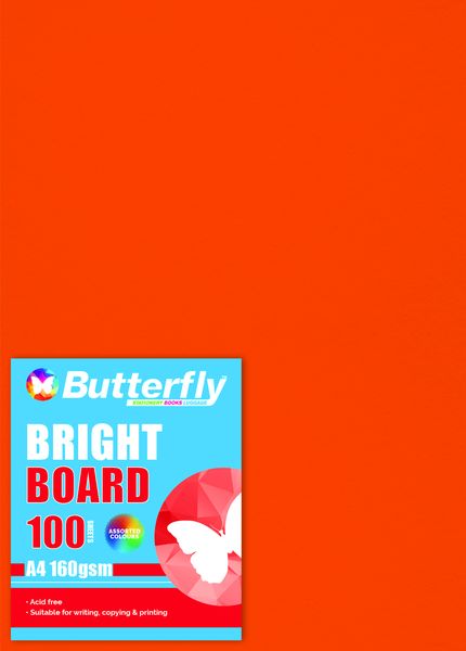 Butterfly A4 Bright Board 100s - Orange