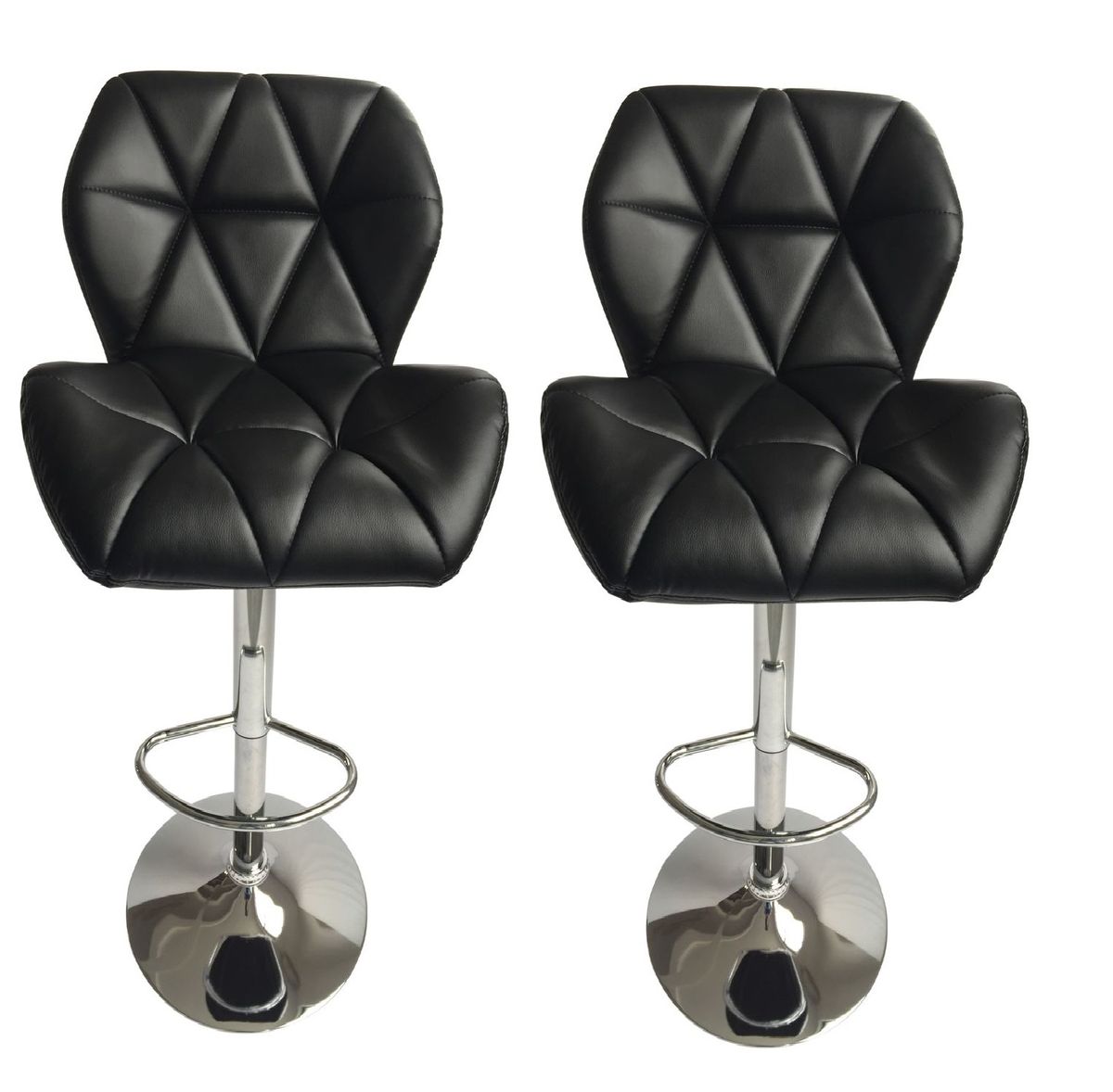 Modern PU Bar / Kitchen Counter Stools Set of 2 Black Colour Shop