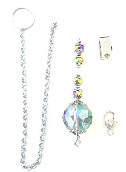 Crystal Keychain - Clip -Mirror - Light Switch - Sun Charm - Multi colour