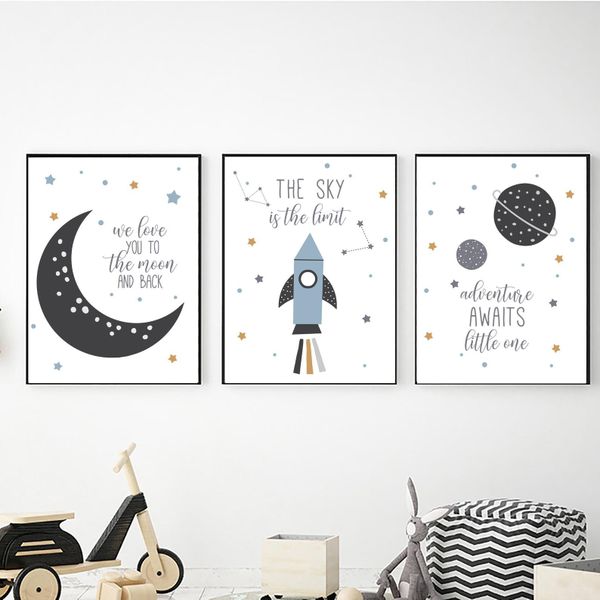 Space Adventure Awaits - 40cm x 50cm Canvas -Set Of 3