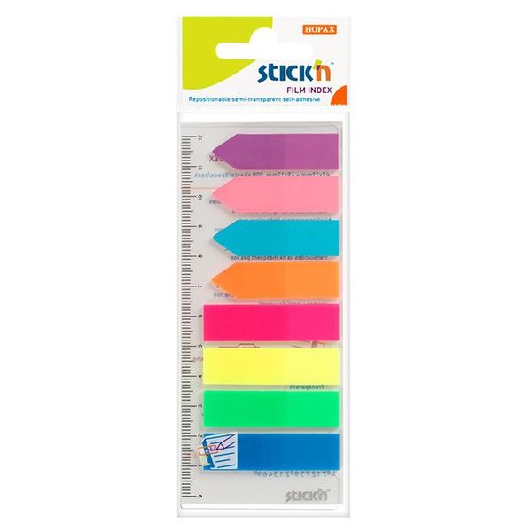 Stick'n Neon Film Index Tabs/Arrows - 8 Colours 45x12mm