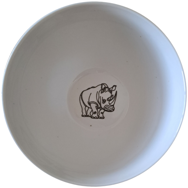 African Big Five White Porcelain Bowl set of 4 - Rhino