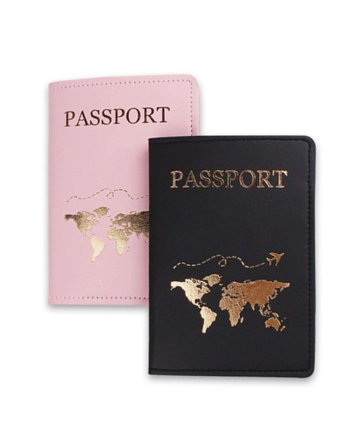 Couple Passport Holder Set 2 PieceTravel Wallet His and Hers - Black Pink