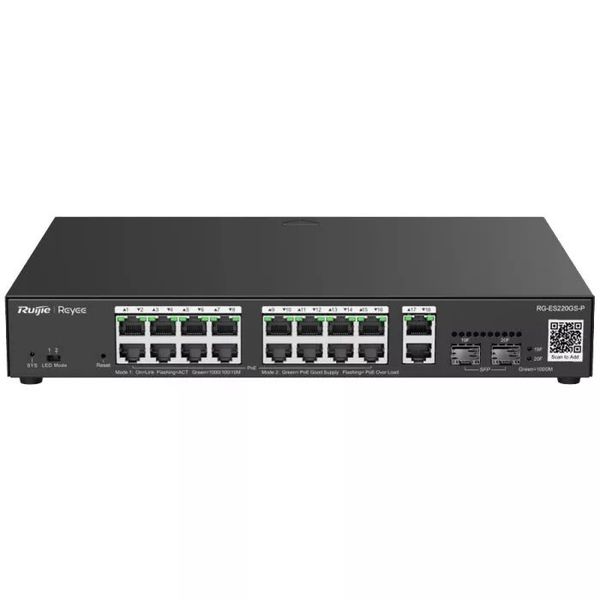 Reyee 18 Port Gigabit with 16 PoE 250W 2SFP Smart Managed Switch