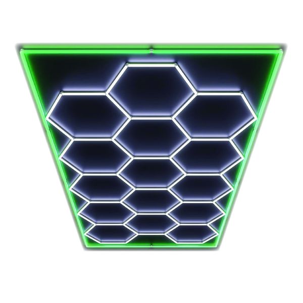 Hexagon Ceiling Light (15 Hexagons Plus Green Border) Detail Garage
