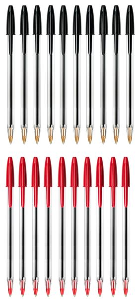 Black and Red Ballpoint Pens - Pack of 20
