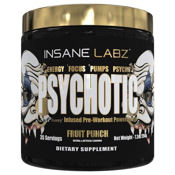 Insane Labz Psychotic Gold Pre-Workout Powder Fruit Punch - 204g