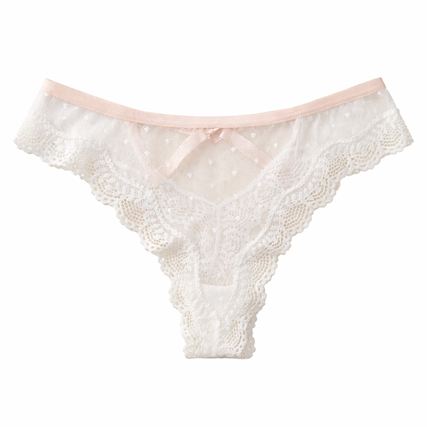 Swiss Dot Mesh Lace Panties for Women - White