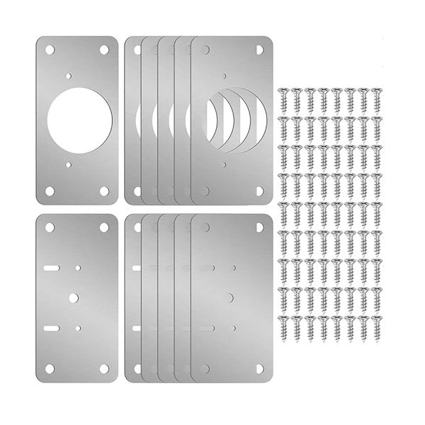 12Piece Hinge Repair Kit Cabinet Door Hinge Repair Plate Hinge Fixing Plate