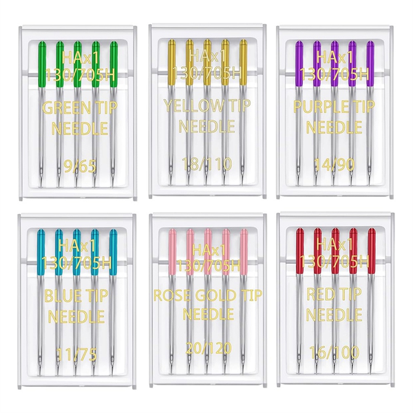 6 Sizes Sewing Machine Needles Regular Point Flat Shank Needle 30Pcs