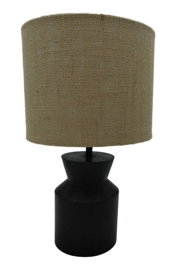 Imbuia Stain Solid Wood with Hessian Lampshade | Shop Today. Get it ...