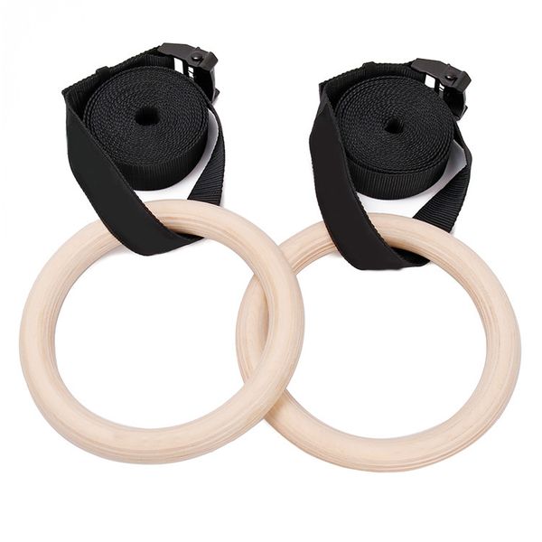 Premium Wooden Gym Rings with adjustable straps