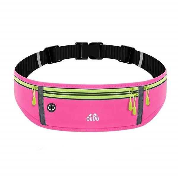 Pink Slim Running/Training Belt With Headphone Port and Adjustable Strap