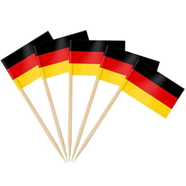 100 Pieces of Germany Toothpick Flags Cake Toppers for Olympic Decorations