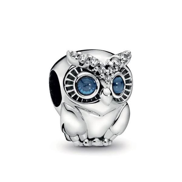 925 Sterling Silver OWL Blue Eyes Bead Charm