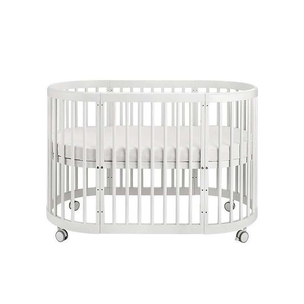 Multi Function 5 in 1 Convertible Modern Wooden Baby Crib Cot with Wheels