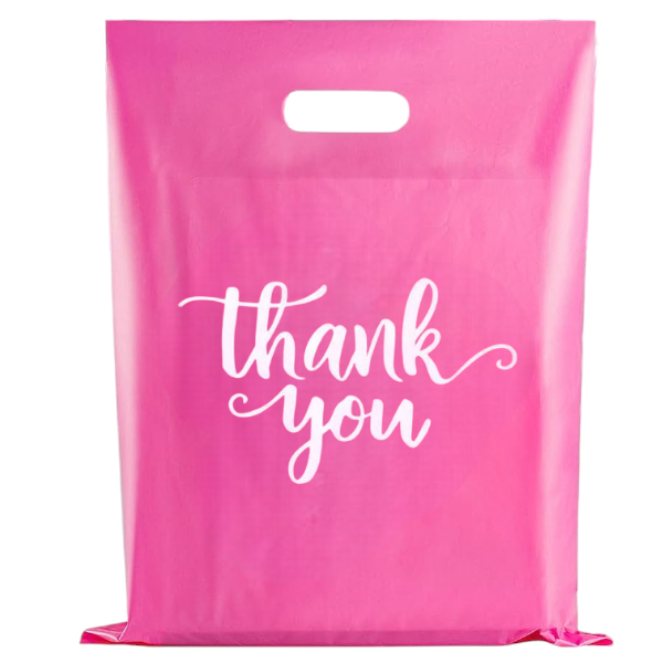 50Pcs Simple Thank You Party Gift Bags - Hot Pink