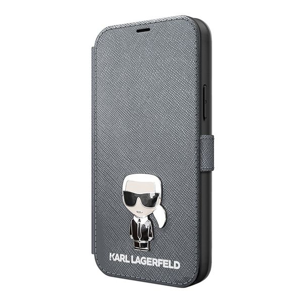 Karl Lagerfield BT SAFFIANO Cover for iPhone 12 Mini/Pro/Max - Silver