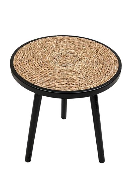 Rattan Modern Black Small Round Side End Patio Coffee Table