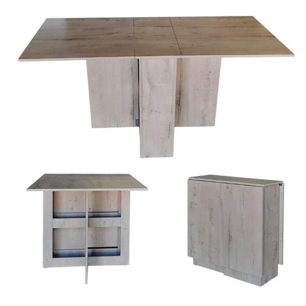 Folding 4-in-1 Console Table Desk - Rustic Wood