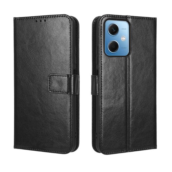 Leather Flip Cover Compatible With Redmi Note 12 5G Crazy Horse Pattern Leather Cover