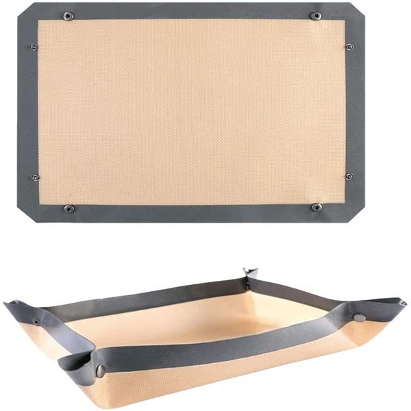 2PC Silicone Fiber Baking Mat with Buckle, No Leak &amp; Non Stick
