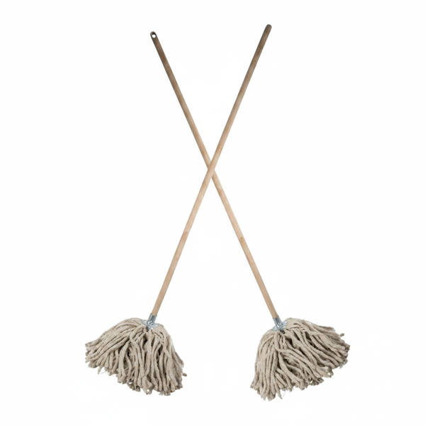 Apollo Wooden Handle Mop with Metal Fit - 300g Lightweight Cleaner - 2 Pack