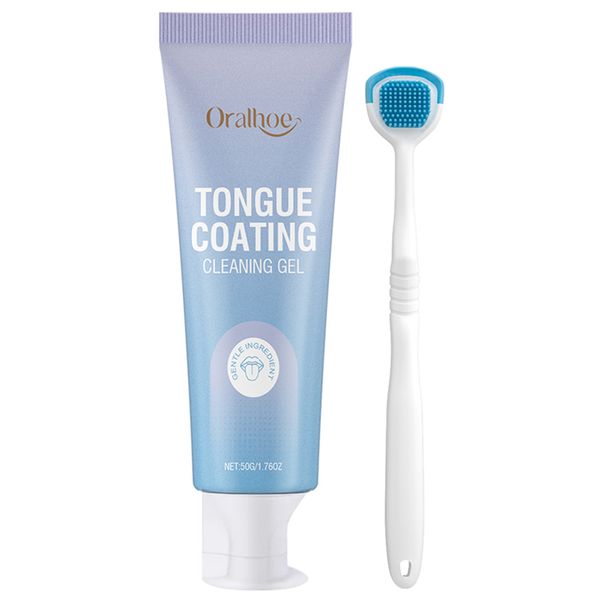 Tongue Cleaner Gel with Tongue Brush, Oral Care Kit, Tongue Scraper Gel Set