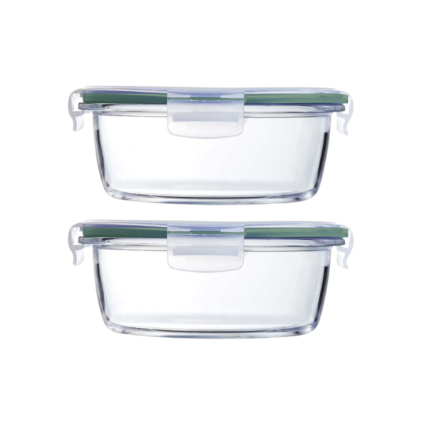 710ml Borosilicate Glass Round Food Containers - 2 Pack