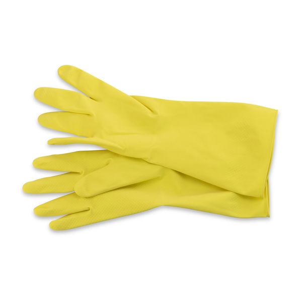 Snow Lotus - Household Gloves - Latex - Flock Lined - Yellow - Small