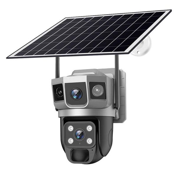 Solar Security Camera Outdoor, 3-Lens 10X Zoom 1080 UHD Wireless PTZ Camera