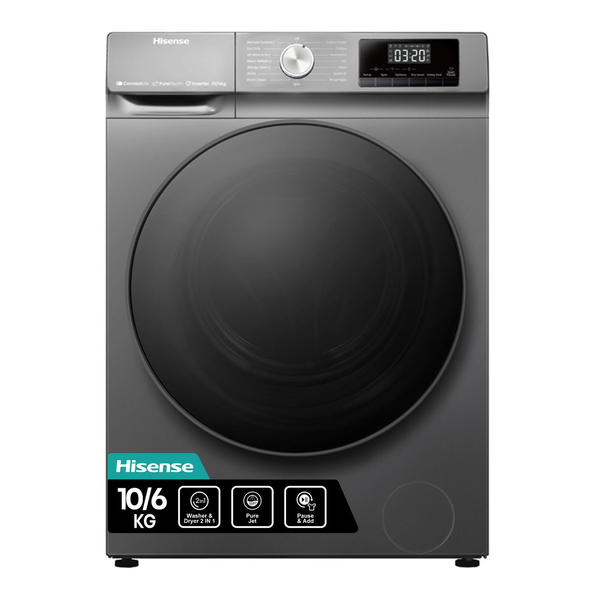 Hisense 10Kg/6Kg Smart Washer Dryer with Inverter -Titanium Silver