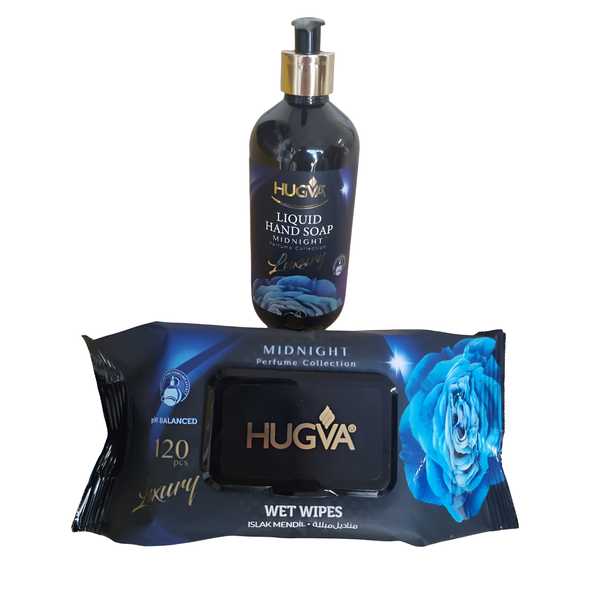 Hugva Luxury Liquid Hand Soap and Wet Wipes Combo