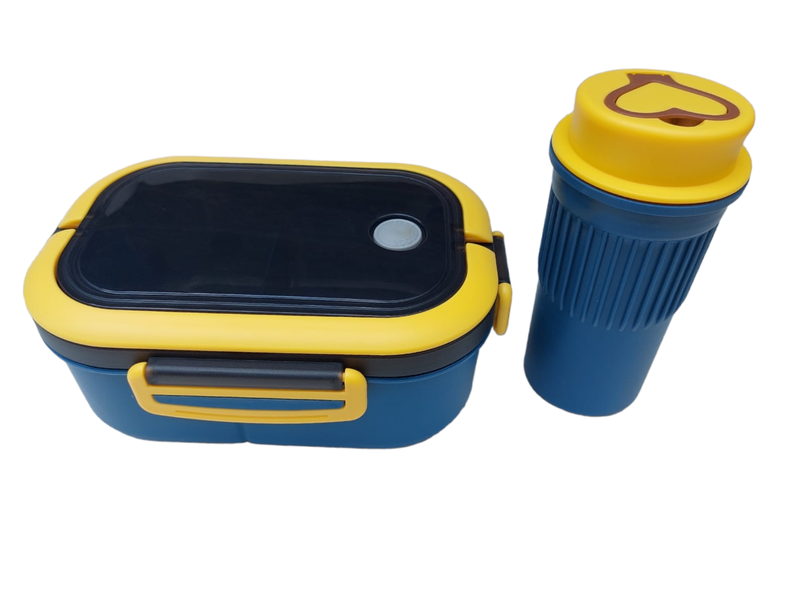 1200ml BPA Airtight Lunch Box with Dividers and 300ml Travel Cup and Fork
