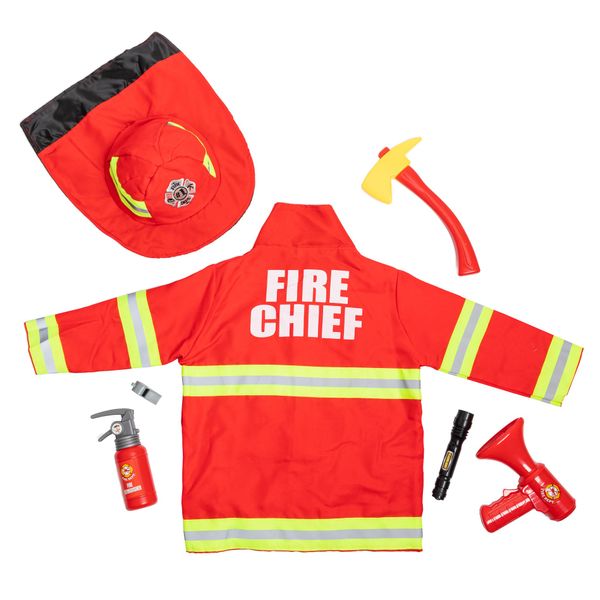 Fireman Costume - Hat Torch Loud Speaker &amp; Accessories - Pretend, Role Play