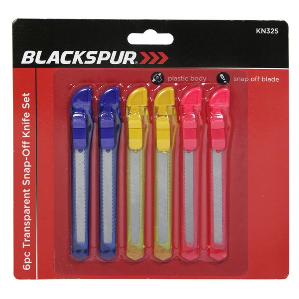 Blackspur 6 Piece Transparent Snap-Off Knife Set
