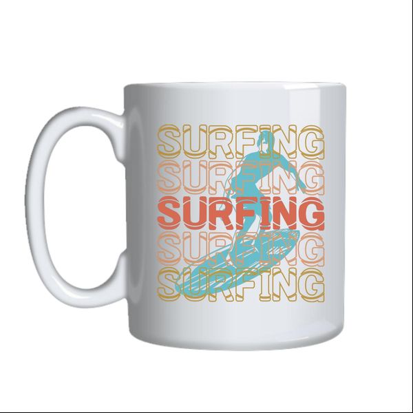 Surf'n Coffee Mugs Trendy Surfing Lovers Graphic Cup Birthday Present 037